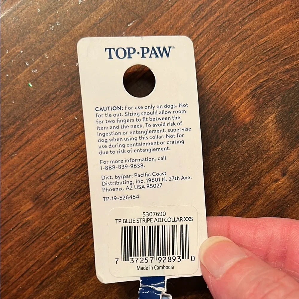 New Top Paw Blue and White Striped Bow Collar XX-Small